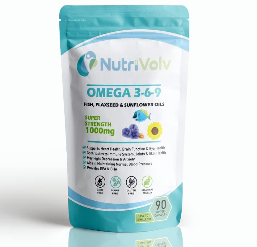 Nutrivolv Omega 3-6-9 | Triple Strength | Fish Oil & Flaxseed Oil Blend | Hig...