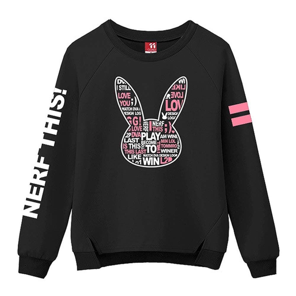 Olanstar Women's OW D.VA Cute Bunny Cosplay Long Sleeve Hoodie Jumper Sweatshirt Blue & White