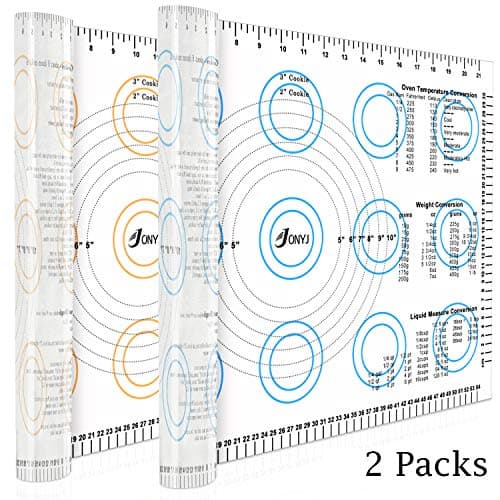 Silicone Baking Mat with Measurements, Non-Stick Pastry Mat for Rolling Dough Non Slip Heat Resistance Liner (23.1'' x 15.2'' - 2 Pack)