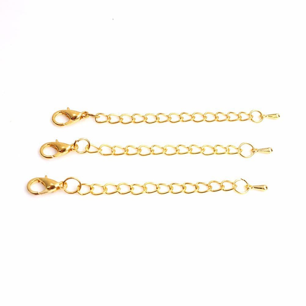 20PCS 4" Length Bracelet Necklace Extender Chains with Lobster Clasps DIY Findings Jewelry Extender Tail Extender Chain (Gold)