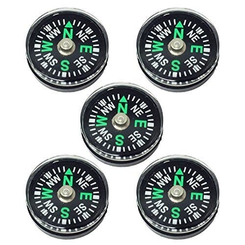 Blackett Mini Button Compasses, 20mm, Oil Filled, for Paracord Survival Bracelets, Camping, Hiking, Pack of 5