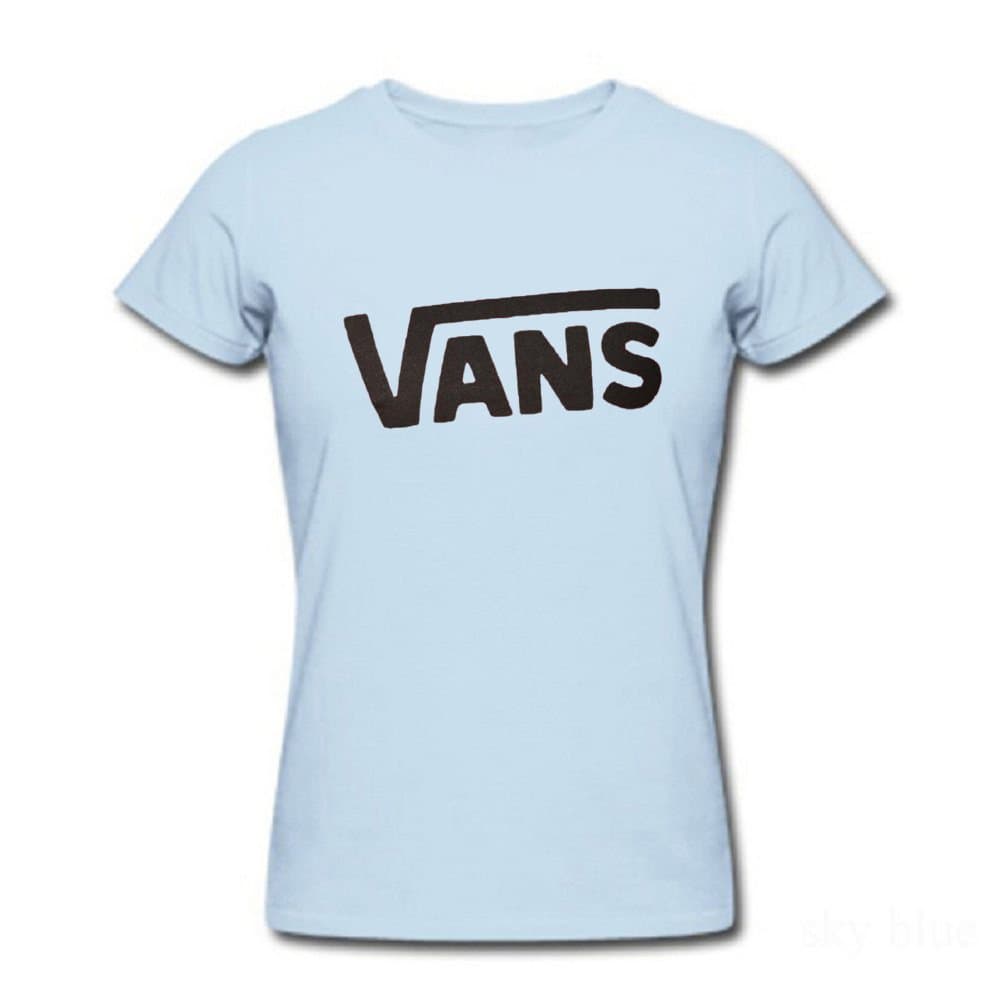 Vans classic logo XZCDWF Womens T-Shirts Sky Blue Size S