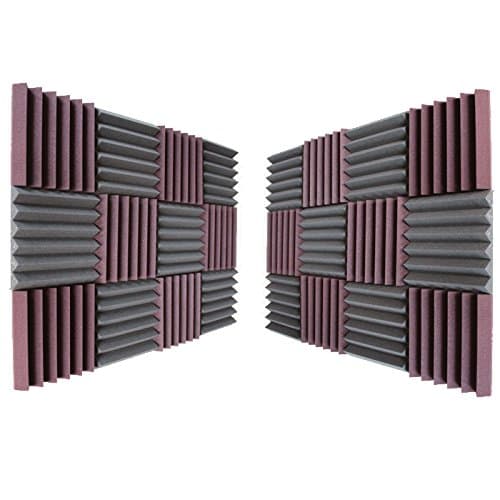 (24 Pk) 2"x12"x12" Burgundy/Charcoal Soundproofing Foam Sheets Acoustic Wall Panels Tiles Studio Foam Sound Proof Padding Wedges Insulation Sound Dampening Foam Recording Studio Equipment
