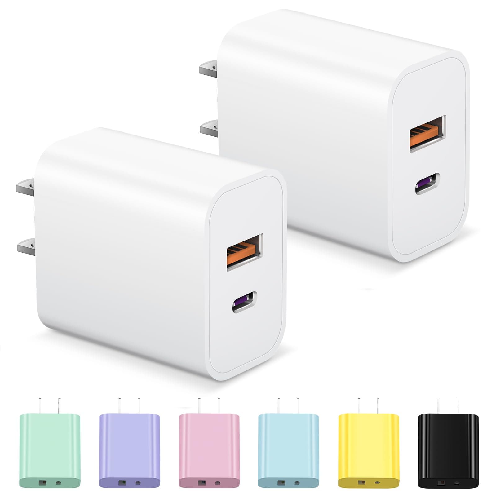 USB C Charger Block Fast Charging Multiport Adpater iPhone 17 Charger Block 20W USB-C & USB-A Port for iPhone 17/16/15/14/13/12/11/X/8 iPad, Google Pxel, Samsung Galaxy