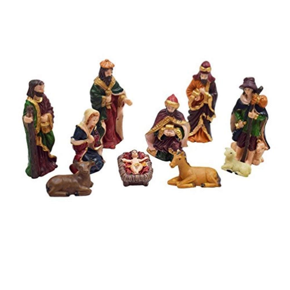 HEIRLOOM QUALITY Resin Nativity Figurine, Standard, Multicolour, 10 Piece