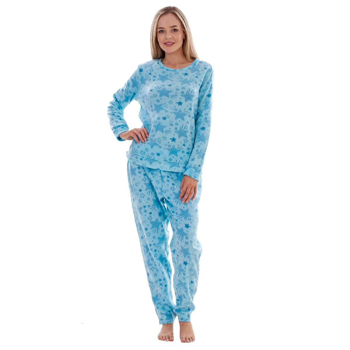 ChicWhisperLadies Plush Super Soft Check Pyjamas Warm Teddy Bear Fleece PJ'S