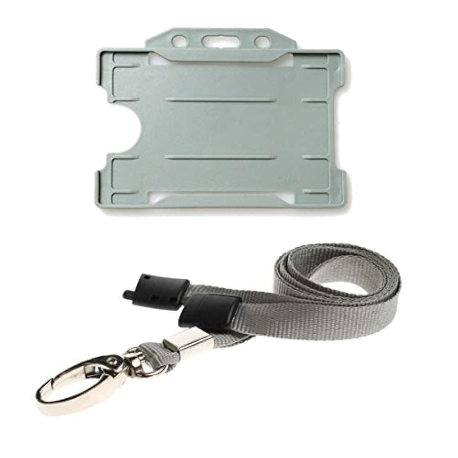 ALG ID Cards® Grey ID Card Badge Holder - Grey Lanyard Card Holder - Grey Lanyard Neck Strap with Metal Clip & Safety Breakaway Release for Pass Holder