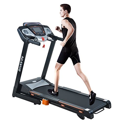 Shayin Treadmills Folding Electric Treadmill Auto Power Incline Running Exercise Machine for Home Gym Exercise Fitness Fold Up Cardio Training Equipment Assembly Sports 2.0HP Gift Black