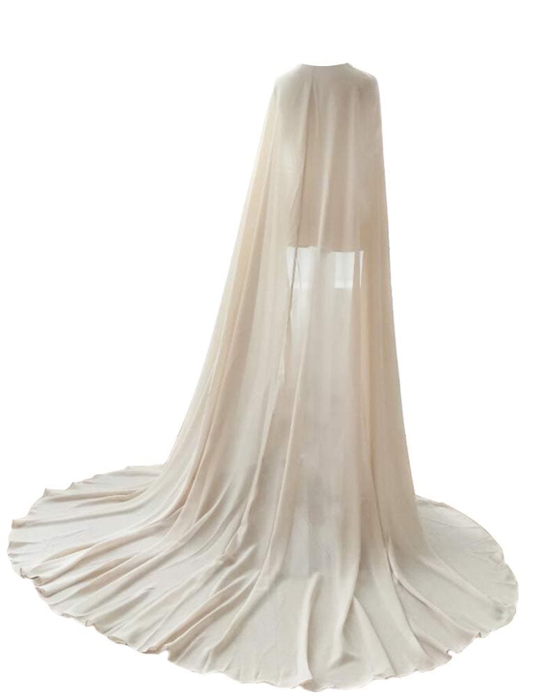 EllieHouse Women's Long Chiffon Bridal Cape Wedding Veil Cloak T13
