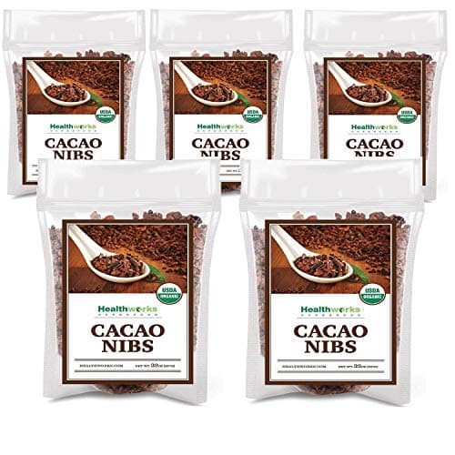 Healthworks Cacao/Cocoa Nibs Raw Organic (10 Pounds) (5 x 2 Pound Bags) | Criollo Bean | Unsweetened Chocolate Substitute | Certified Organic | Keto, Vegan & Non-GMO | Antioxidant Superfood