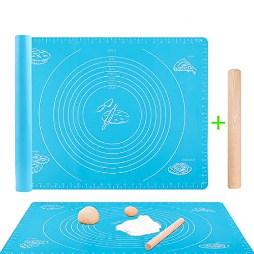 Azorcol Nonstick Pastry Bake Mat with Rolling Pin, Silicone Measurements Mat for Pastry Cooking