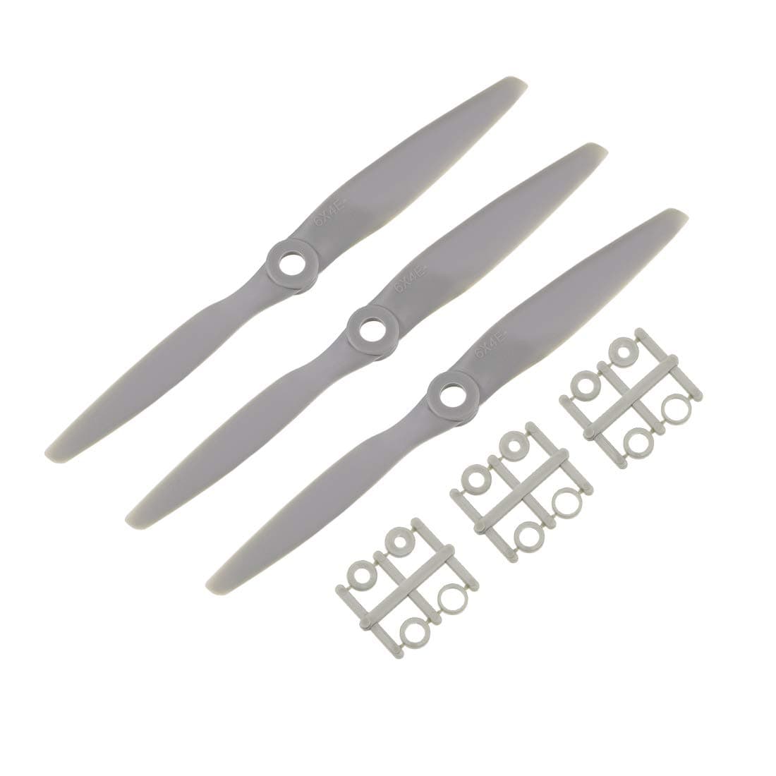 RC Propellers CW 6x4 Inch 2-Vane for Airplane Nylon Gray 3Pcs with Adapter Rings