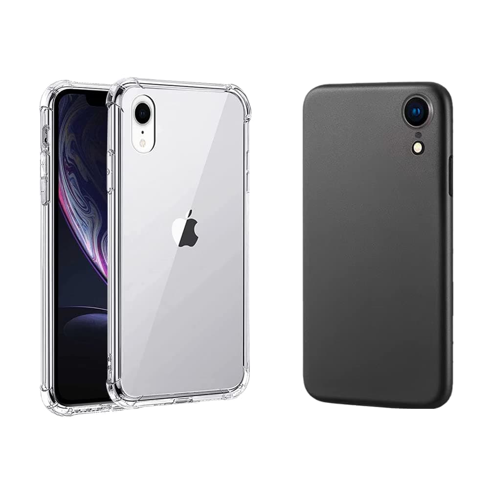 IPhone XR Phone Cases, 2 Pieces, IPhone XR Case Black, Clear Phone Case IPhone XR, Shockproof, Silicone Protective Cover for IPhone XR, Full body, Anti Scratch Phone Cases XR, 6.1inch