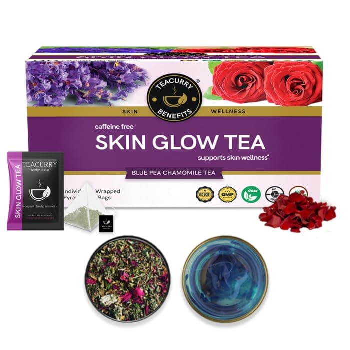 TEACURRY Skin Glow Tea (1 Month Pack | 30 Tea Bags) - Help in Skin Shine, Moisturized Skin, Acne, Anti-Aging | 60 Grams