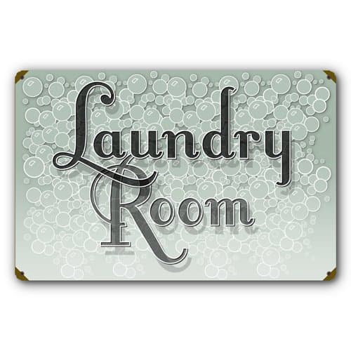 Green Laundry Room Soap Bubbles Household Wash Day Suds Tin Metal Steel Sign :: 17.5 x 11.5 inches [AYY042]