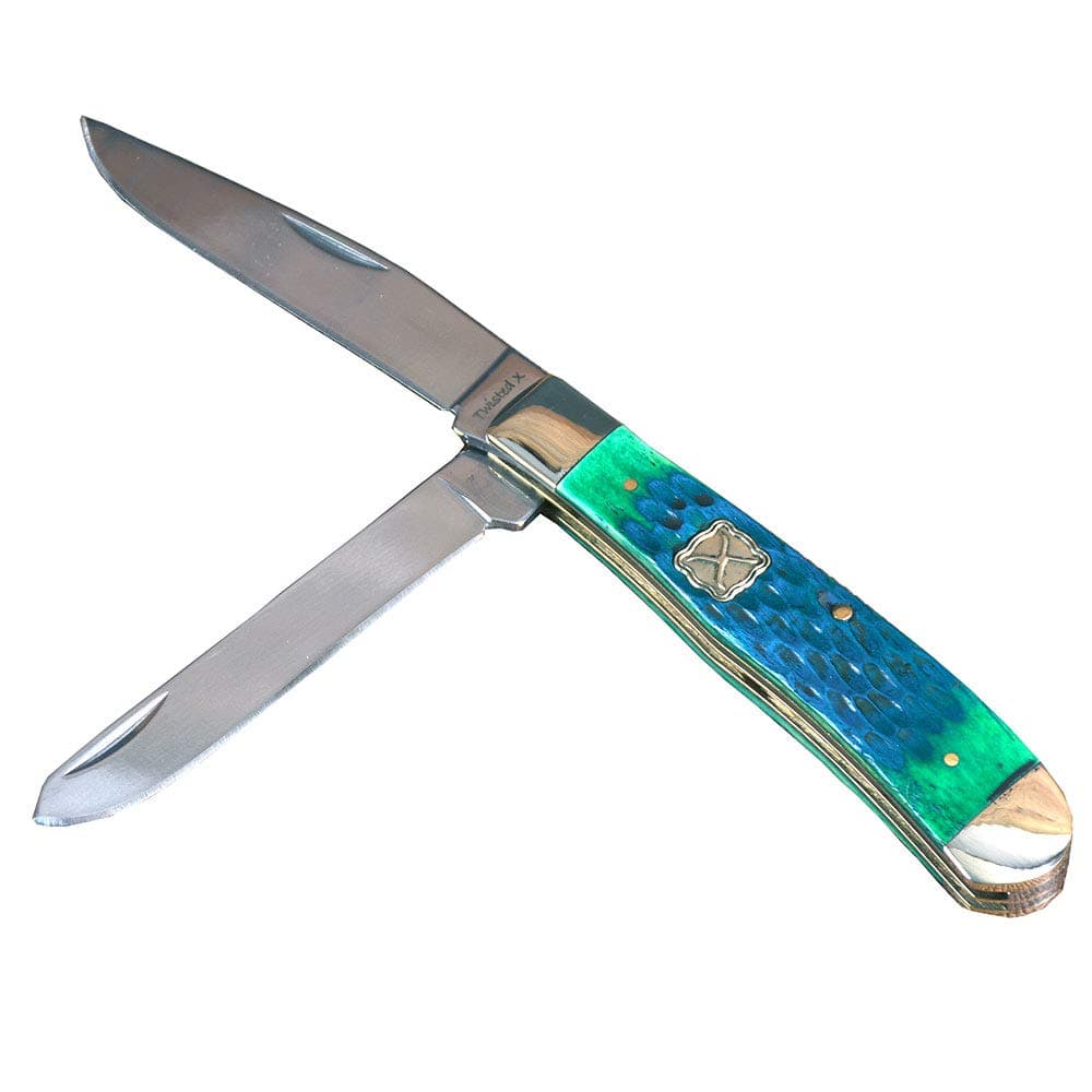 Twisted X Brand Green Bone Two Blade Folding Knife, (XK1001)