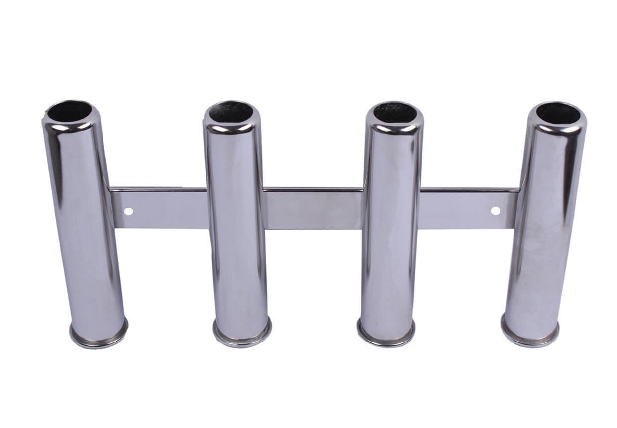 NUZAMAS Fishing Rod Holder Marine Grade 316 Stainless Steel 4 Tube Rack For Boat Yacht Side Mounted Home Rods Storeage Heavy Duty