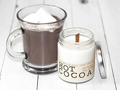 Hot Cocoa Wood Wick Soy Wax Candle - Cozy Chocolate Scented Soy Candle