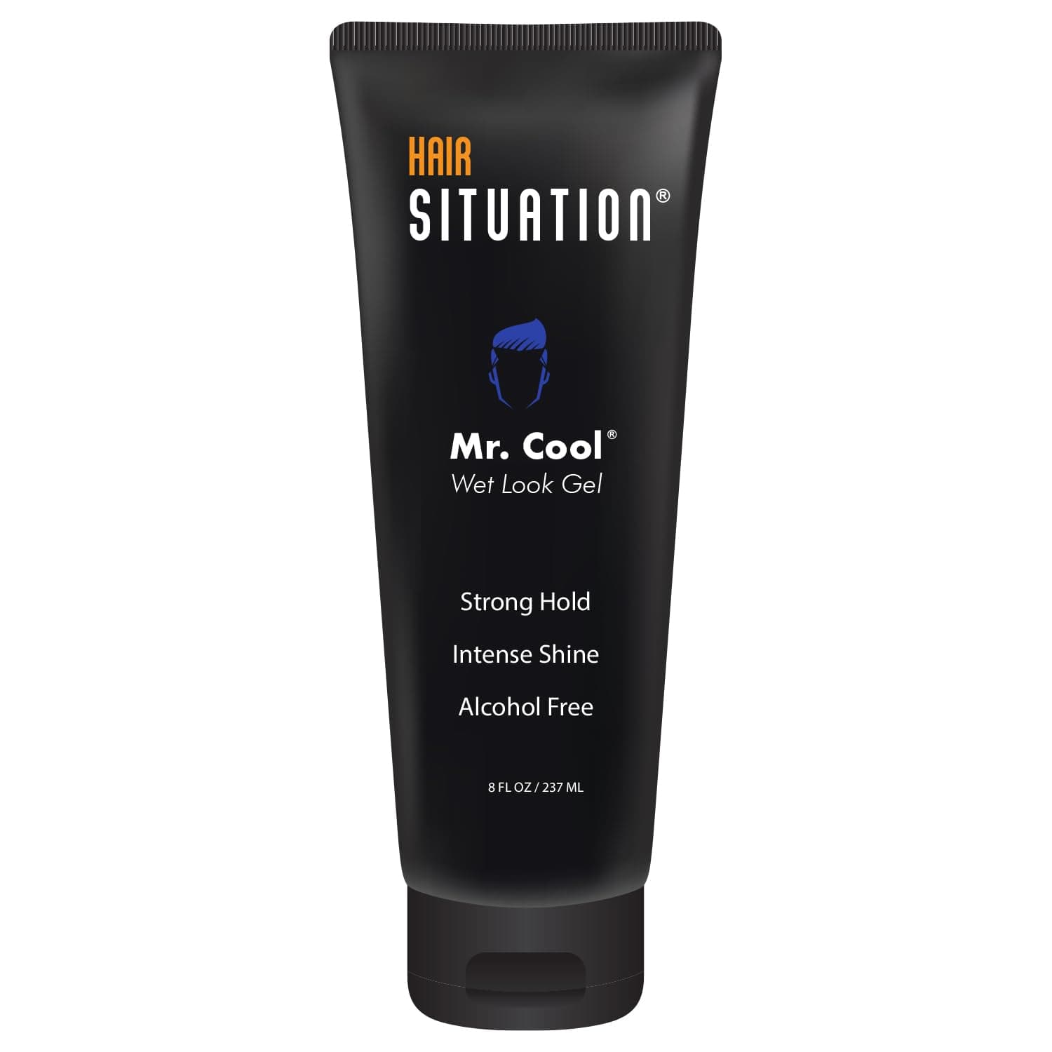 Hair Situation Mr. Cool Wet Look Strong Hold Hair Styling Hair Gel, High Shine, Anti-Humidity Shield, Anti-Frizz Fly Away, Alcohol-Free, No Flake Formula Made with Vitamins to Strengthen Hair, 8 Fl Oz