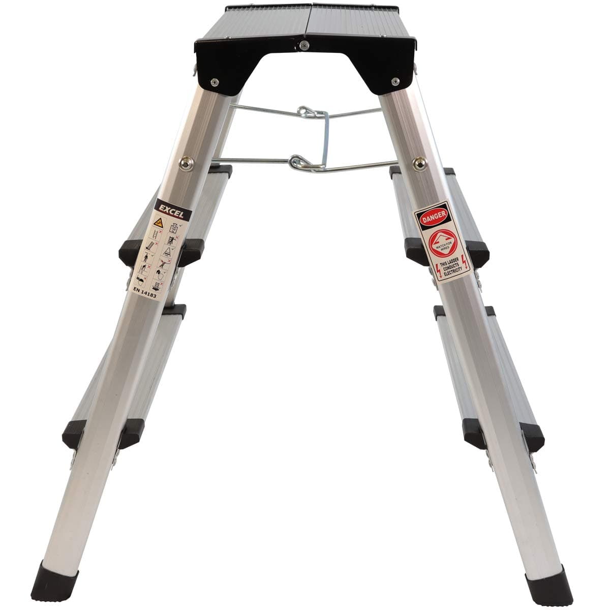 Excel Aluminium Stool Ladder 3 Tread Heavy Duty Folding Hop Up 390mm x 525mm