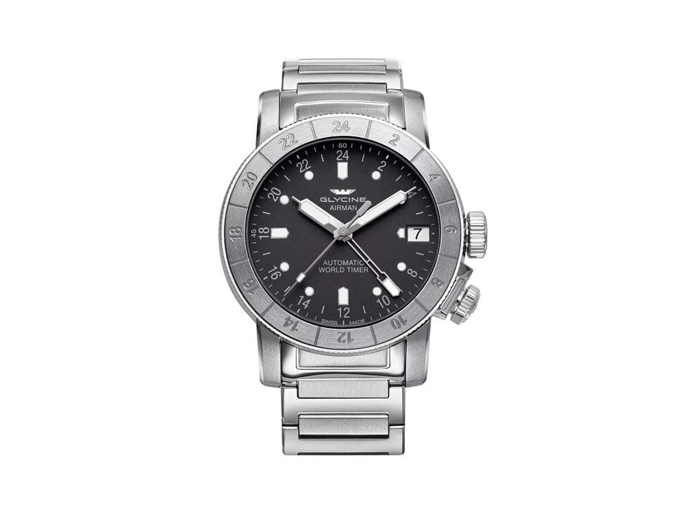 Glycine Airman Mens Analog Swiss Automatic Watch with Stainless Steel Bracelet GL0168