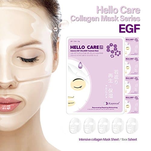 [HelloCare] 5pcs Intensive EGF COLLAGEN Treatment Facial Mask Sheets Pack x 5 sheets Daily Skincare Rejuvenating, Repairing, Moisturizing Face Masks Pack [S. Korea]