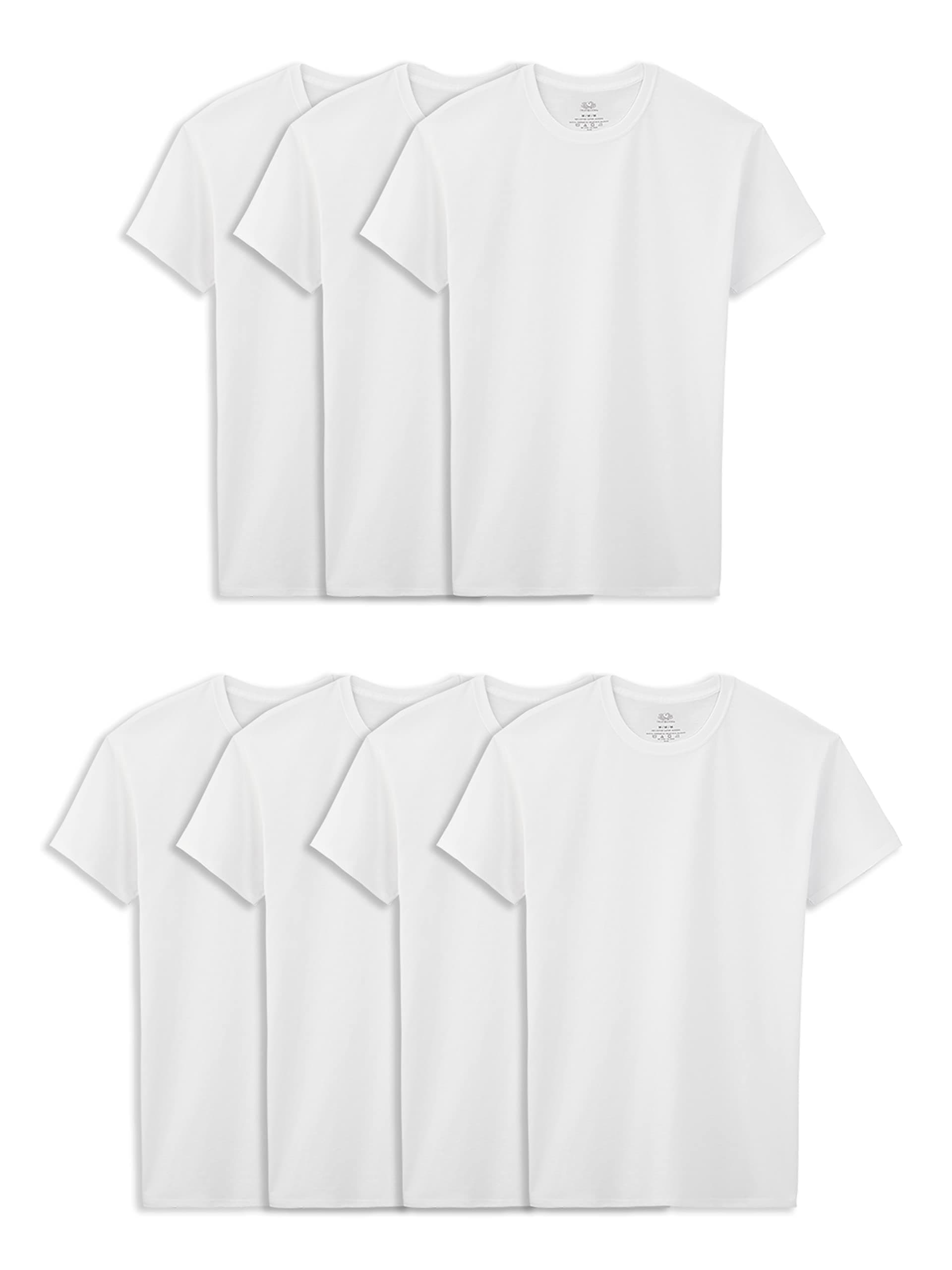 Fruit of the Loom Big Boys' Cotton Crew Tee Shirt (Pack Of 7), White Ice, L