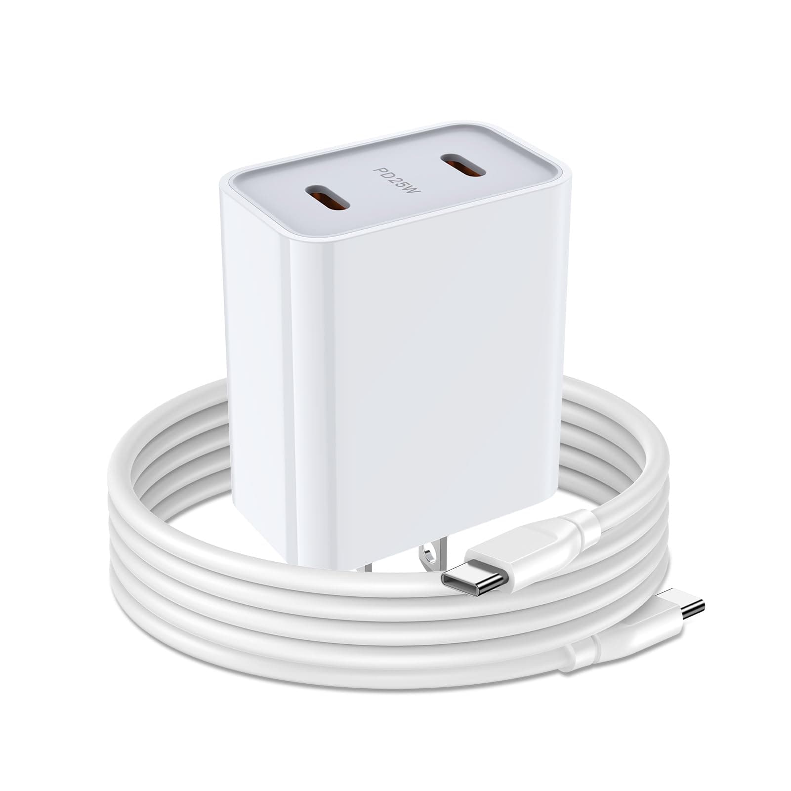 Samsung Charger Fast Charging Cord Android Charger for Samsung Galaxy A17 A16 A15 5G A35 A55 S26 S24 Ultra A25 S23 S22 Google Pixel 8, 25W 2 Port USB C Phone Wall Plug Block, 6FT 60W Type C to C Cable