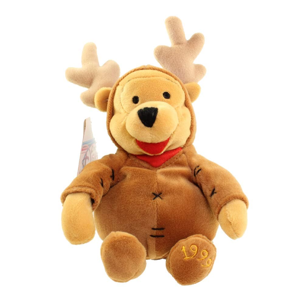 Disney Bean Bag Plush Winnie The Pooh Pooh Reindeer 8"