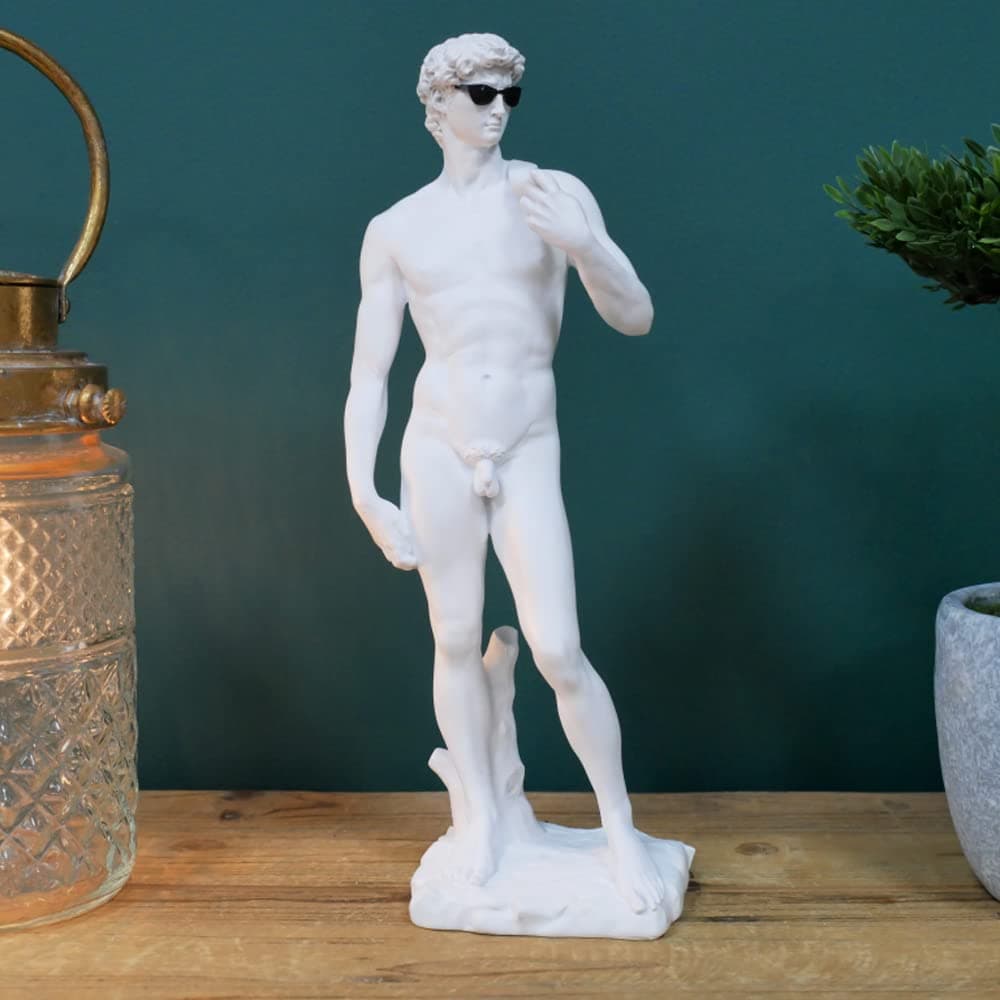 Too Cool Dave Figure Michelanglo's David Statue Updated White Resin Italian Renaissance H: 31cm