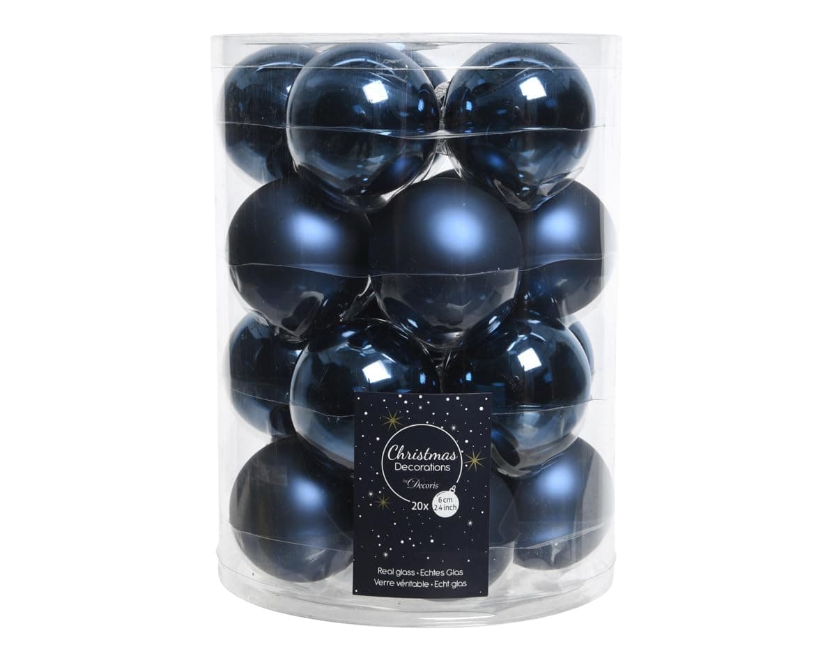 KAEMINGK Glass Baubles Shiny Matt Color: Midnight Blue Size: Dia 6Cm