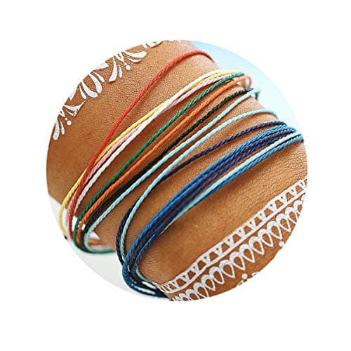 FINETOO Braided Rope Bracelet Set Handmade Waterproof Wrap Bracelet String Bracelet for Woman Kids