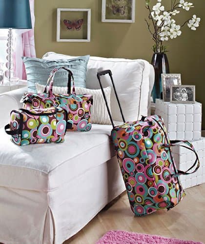 3 Piece Luggage Set - Circles (Rolling Duffel Bag, Tote & Toiletry Bag) by LSI Home Products