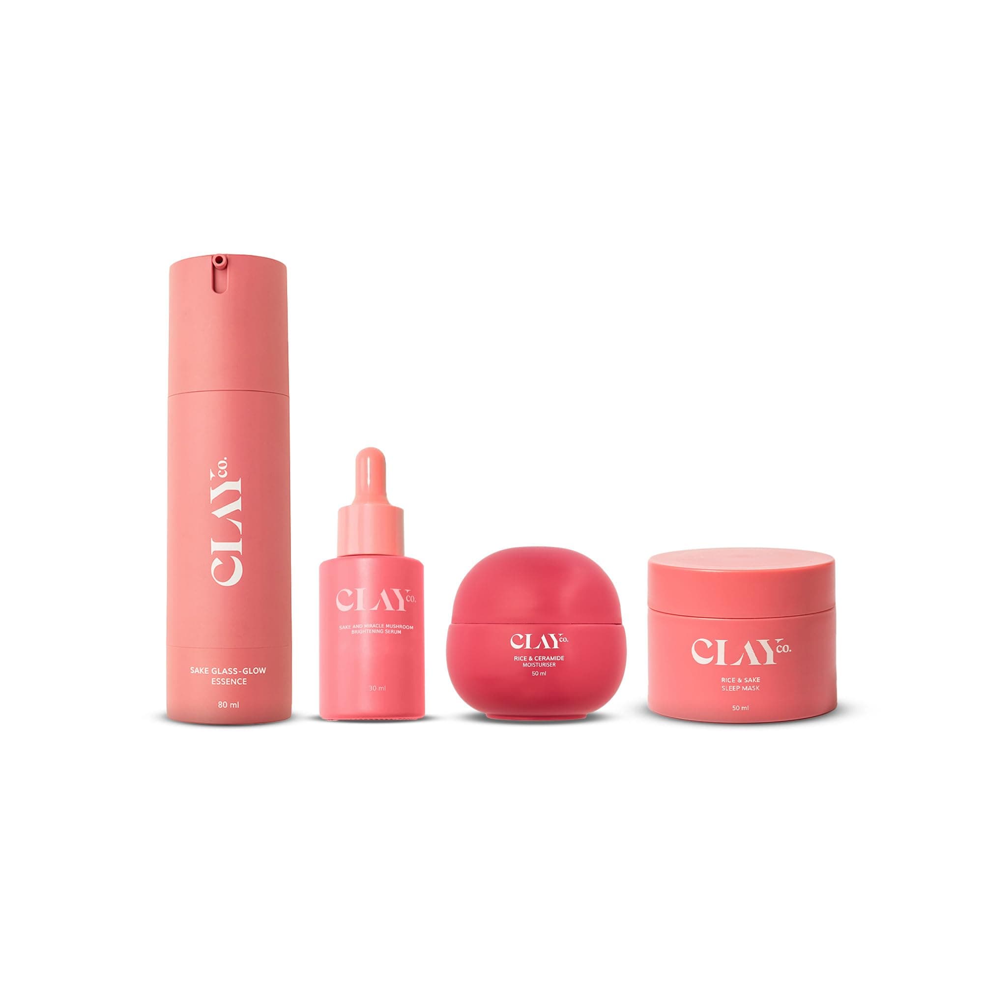 ClayCo Mochi-Mochi Hydrating Ritual Set | Sake, Tsubaki, Matcha & Silver Extracts | Complete Japanese-Inspired Glow & Hydration Routine | 4-Step Skincare Kit