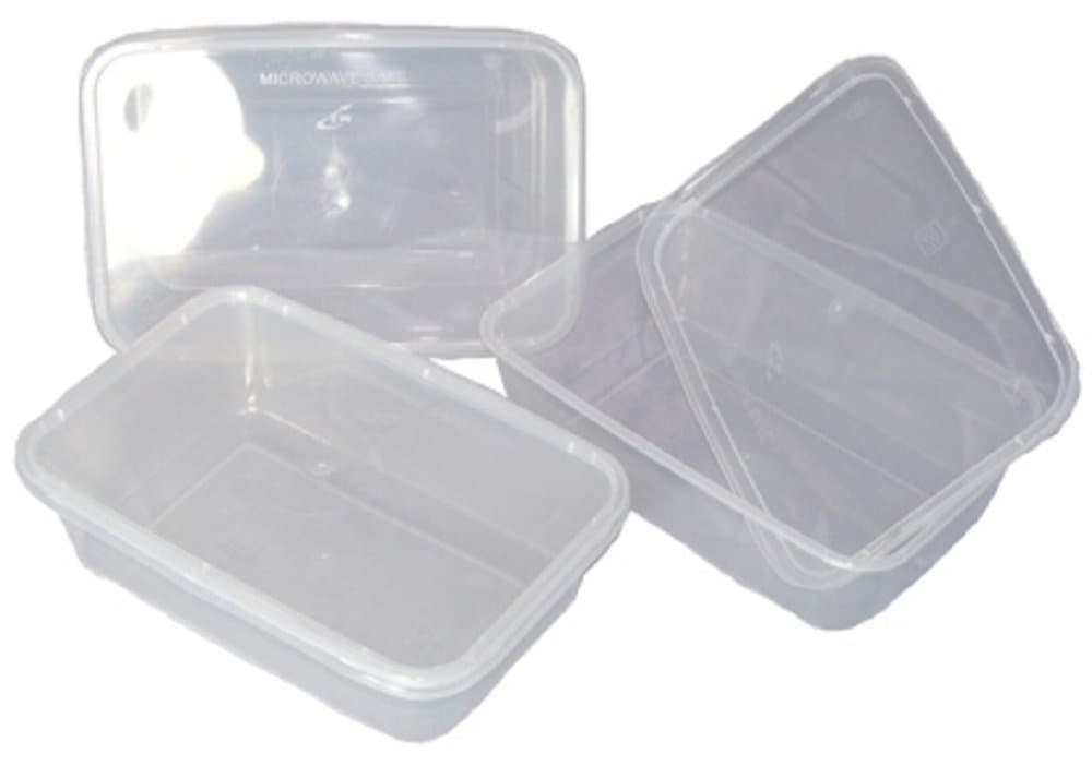 100 Clear Plastic 500ml Microwave/Freezer Safe Food Containers Size 170 x 120 x 35mm 500cc Reuseable Liquid Takeaway Storage Boxes + Lids
