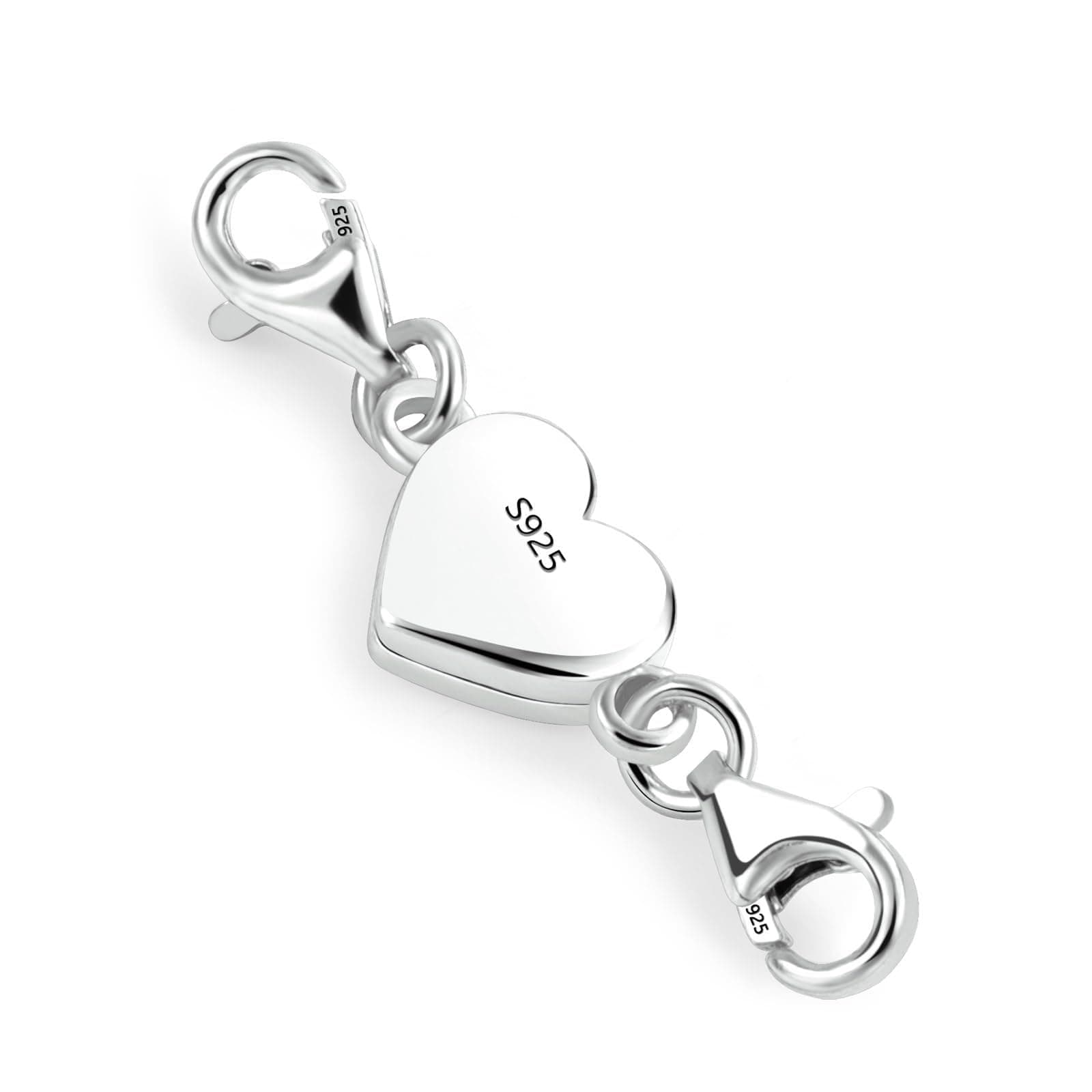 925 Sterling Silver Heart Magnetic Jewelry Clasps Magnetic Necklace Clasps and Closures Sterling Silver Double Bracelet Necklace Lobster Clasp