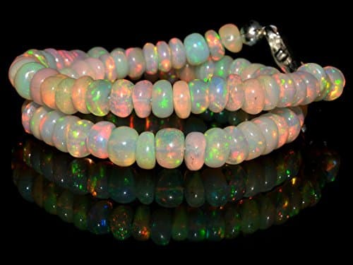 18+ Carat Natural Gemstone Ethiopian Opal Rondelle Plain Beads 7 Inch Bracelet