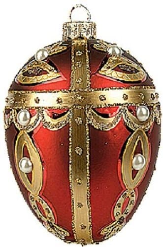 Faberge Inspired Polish Glass Christmas Ornament Egg Made in Poland Easter Decor