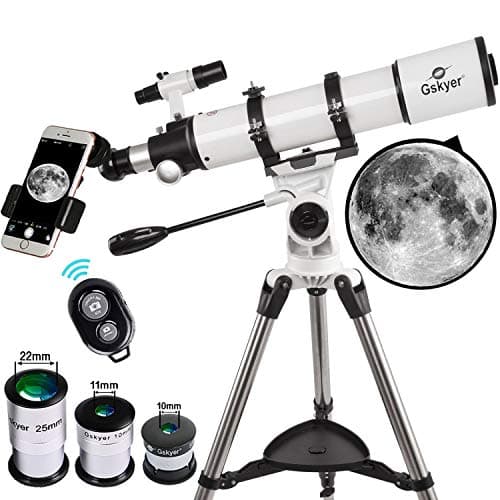 Gskyer Telescope, Travel Scope, Astronomical Refractor Telescope for Kids Beginners - Portable Travel Telescope with Carry Bag, Smartphone Adapter and Wireless Remote (AZ90600)