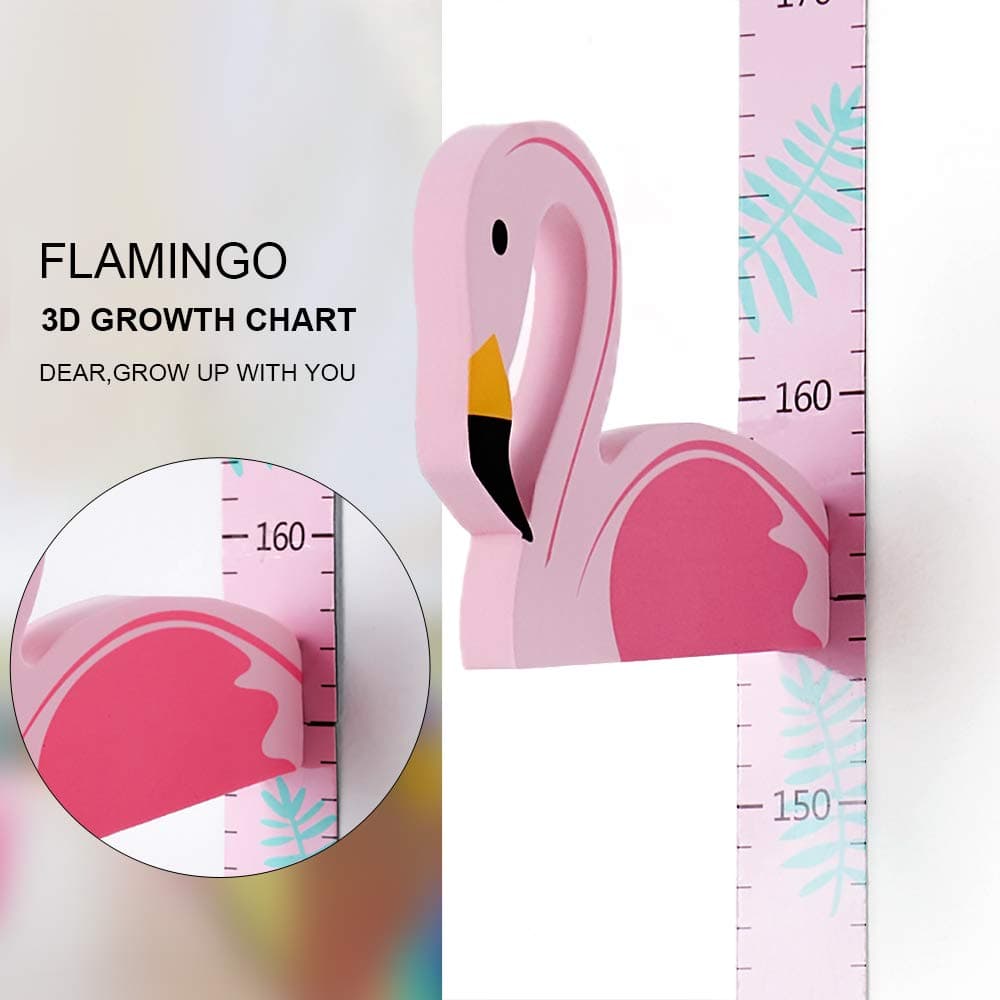 3D Growth Chart Measurement Height Ruler Portable Writable Removable EVA Header Flamingo Children’s Room Wall Stickers Decals