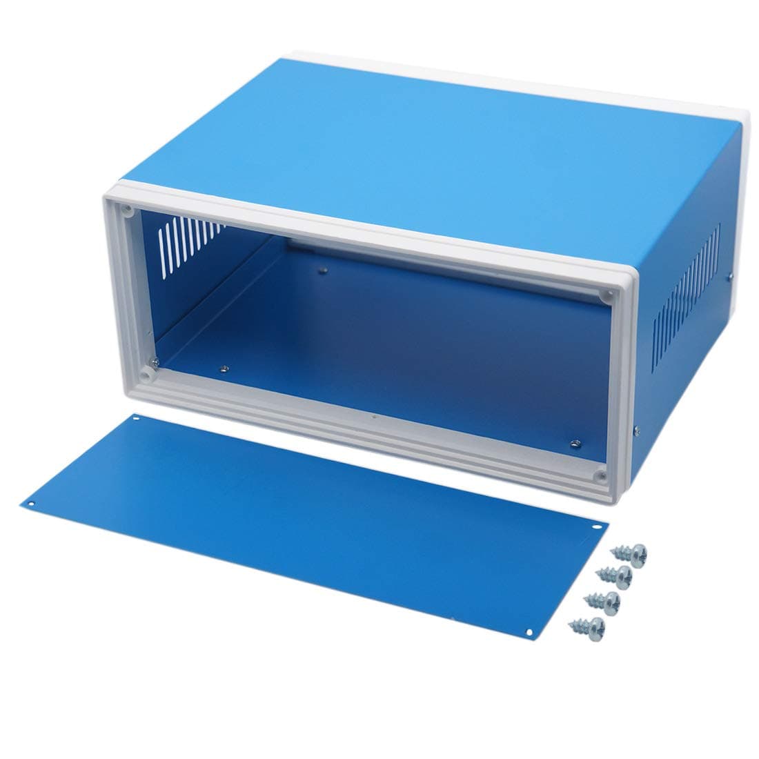 Zulkit Junction Box Blue Metal Project Box DIY Electric Enclosure Case Preventive Case Electrical Box 9.8 x 7.5 x 4.3 Inch