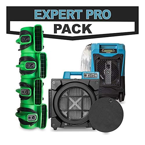 XPOWER P-430AT Medium Sized Air Mover, Carpet Dryer, Floor Blower, and Utility Fan- Features a Timer & Built-In Power Outlets – Green (EXPERT PRO PACK)