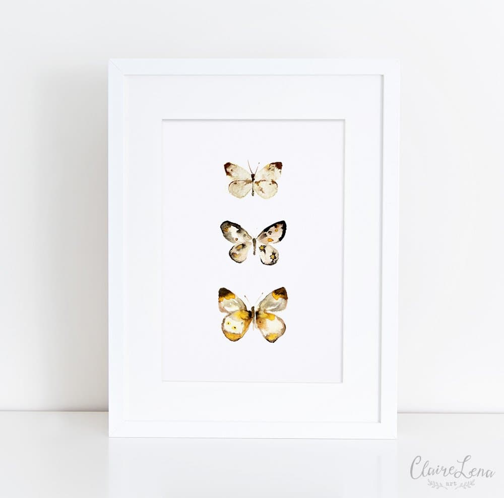 Hand Signed Limited Edition PRINT - Watercolor Butterfly Print from Original Painting - Variety of Sizes -