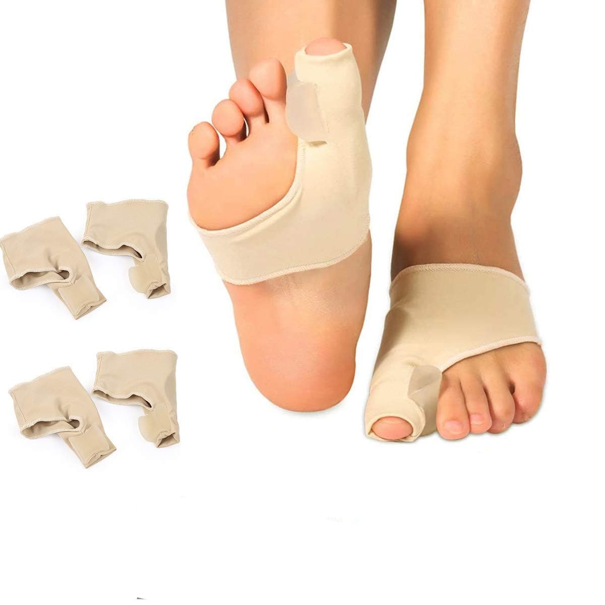 2 Pairs Bunion Corrector and Bunion Pain Relief Sleeve with Gel Bunion Pad Cushion for Big Toe Straightener Hallux Valgus Hammer Toe Tailors Bunion for Day and Night Use Fits Men and Women, One Size