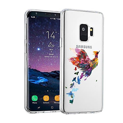 AIsoar Compatible for Galaxy S9 Case Clear,Galaxy S9 Plus Cover Plus Clear Crysta Soft Flexible Slim Thin TPU Cartoon Animal Design Case Rubber Silicone Protective (Phoenix, Galaxy S9)