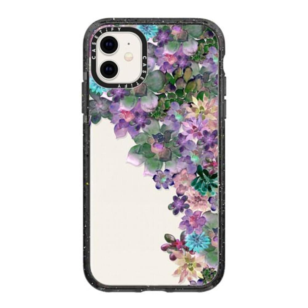 CASETiFY Impact Case for iPhone 11 - My Succulent Garden by Monika Strigel - Clear Black