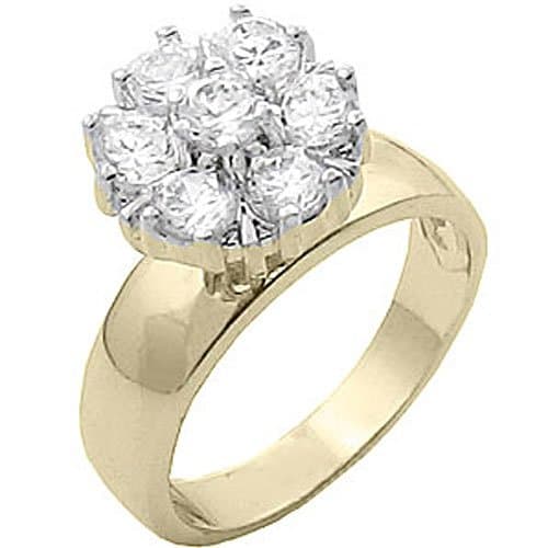3.15 cw CZ, Gold Overlay Clear CZ Cluster Ring