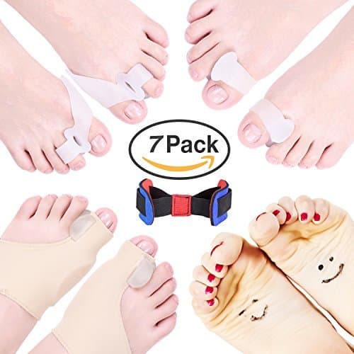 Bunion Corrector & Bunion Relief Protector Sleeves Kit - Hallux Rigidus Gel Straighteners Separators Spacers Splint - Treat Pain at Night in Hallux Valgus, Tailors Bunion, Big Toe Joint, Hammer Toe
