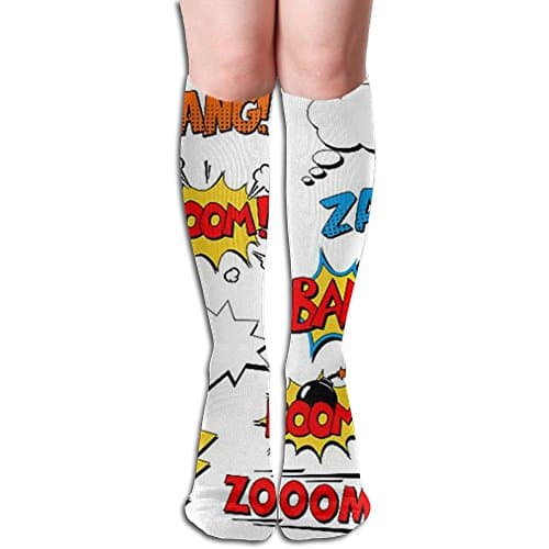 Funny Boom Word Pattern Knee High Socks Soccer Tube Socks Thigh High Socks For Women