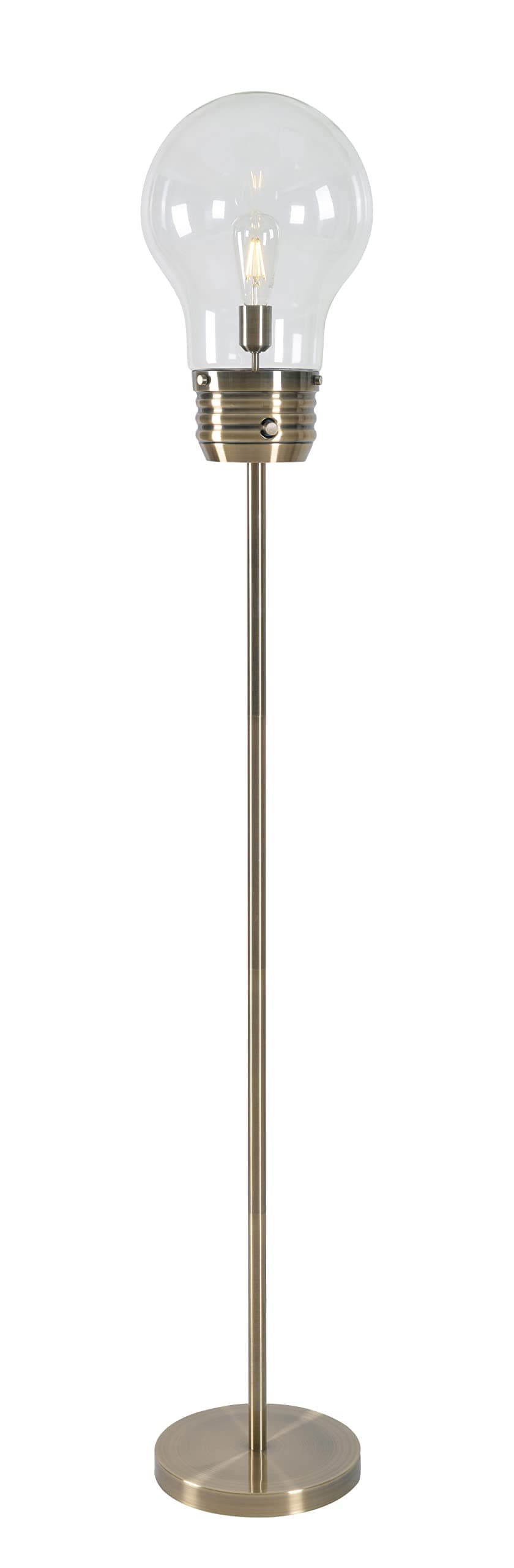 32463AB Edison Floor Lamp with Antique Brass Finish, Rustic Style, 71.5" Height, 11.438" Width, 11.438" Depth , Medium